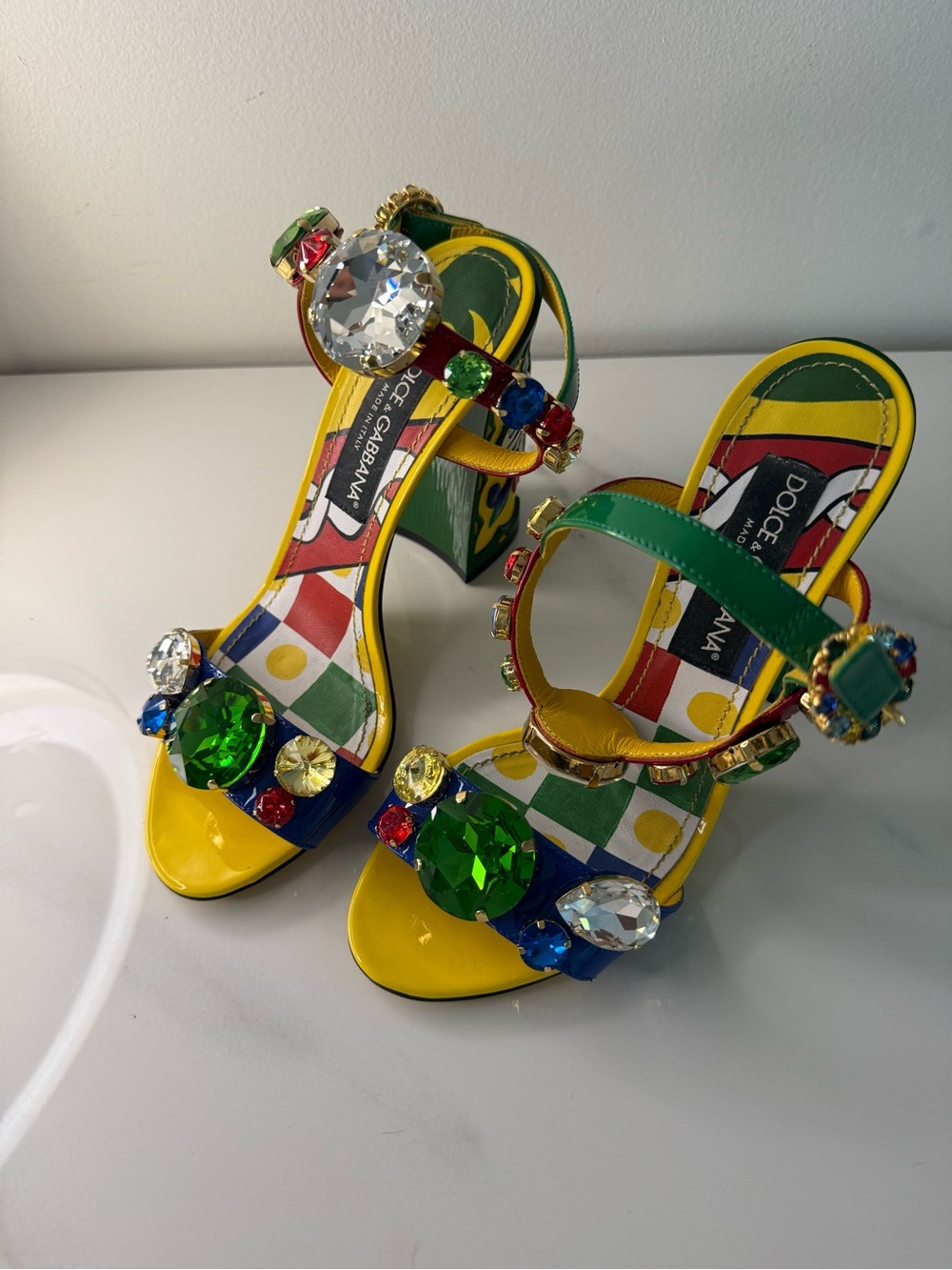 Dolce & Gabbana Majolica Jewel Crystal Keira Heels Sandals EU 39